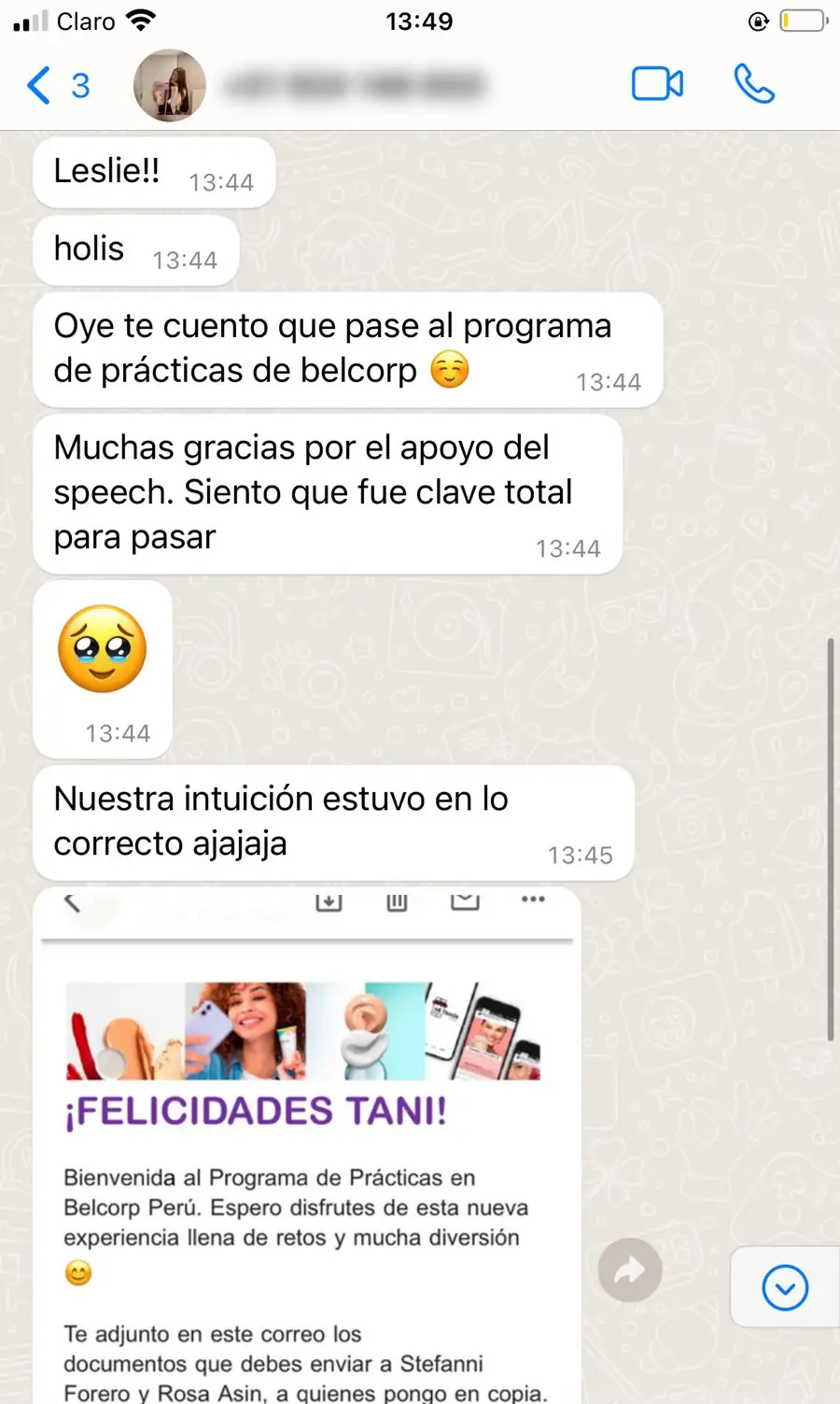Testimonio de WhatsApp