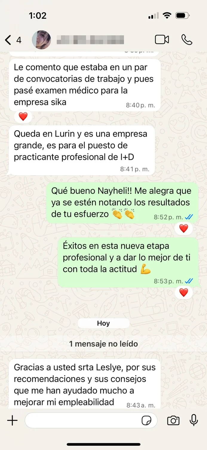 Testimonio de WhatsApp