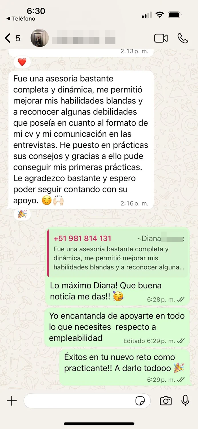 Testimonio de WhatsApp